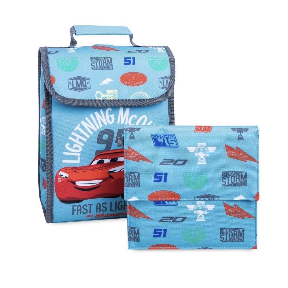 Disney Store Cars Lightning McQueen Lunch Box Tote &Sandwich/Snack Bag New Tag - Picture 9 of 10